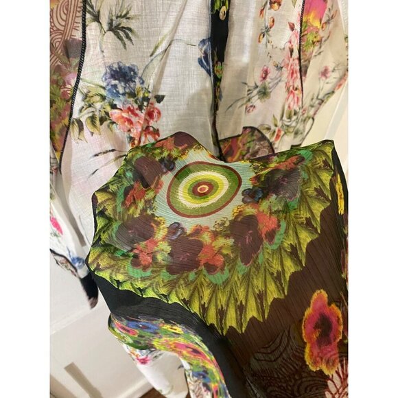 Dor Dor Couture Women's Floral Mix Print Sheer Tunic Top - Medium - Picture 4 of 13